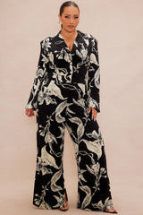 Aubrey Floral Blazer Set - Black/combo