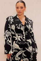 Aubrey Floral Blazer Set - Black/combo