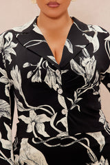 Aubrey Floral Blazer Set - Black/combo