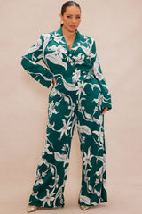Aubrey Floral Blazer Set - Green/combo