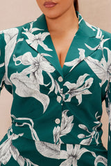 Aubrey Floral Blazer Set - Green/combo