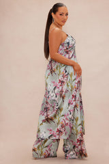 Guiselle Flyaway Satin Pant Set - Sage/combo