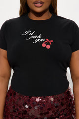 I'd Pick You Baby Tee - Black
