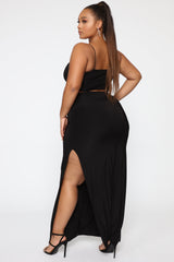 Mariah Slit Skirt Set - Black
