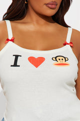 I Heart Paul Frank Bow Top - White