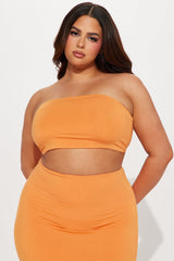Another Time Double Lined Skirt Set - Orange