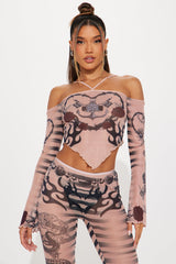 Locked In Place Mesh Pant Set - Taupe/combo