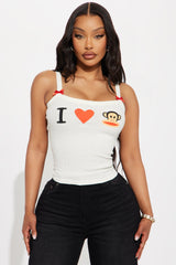 I Heart Paul Frank Bow Top - White