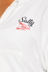 Stay Salty Zip Up Hoodie - Cream