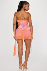 Live Your Life Mesh Skirt Set - Orange/combo