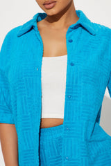 Ayana Terry Cloth Short Set - Turquoise