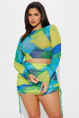 Be Different Mesh Skirt Set - Aqua/Combo