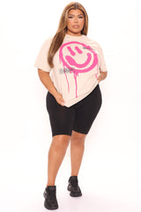 Be Nice Smiley Face Tee - Nude