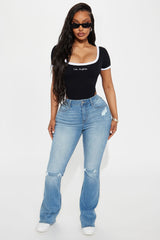 LA Girl Seamless Ribbed Bodysuit - Black/White
