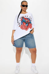Spiderman Great Power Roses Oversized Tee - White