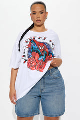 Spiderman Great Power Roses Oversized Tee - White