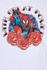 Spiderman Great Power Roses Oversized Tee - White