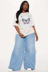 Keep Moving Forward Butterfly Washed Tee - Natural