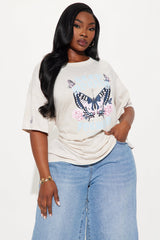 Keep Moving Forward Butterfly Washed Tee - Natural
