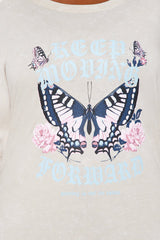 Keep Moving Forward Butterfly Washed Tee - Natural