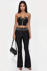 Ring Of Fire Ponte Leg Pant Set - Black