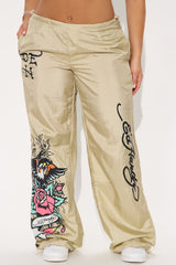 Ed Hardy Anchor Nylon Pants - Gold