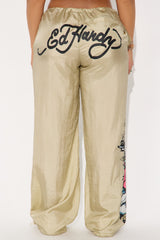 Ed Hardy Anchor Nylon Pants - Gold