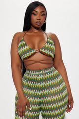 Vacation Addict Crochet Pant Set - Green/combo
