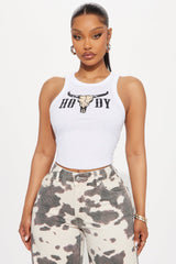 Howdy Ribbed Tank - White