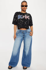 ACDC Americana Tour Bleach Cropped Tee - Black