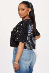 ACDC Americana Tour Bleach Cropped Tee - Black