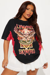 Lynyrd Skynyrd Tie Dye Washed Oversized Tee - Black/Red