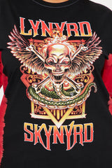 Lynyrd Skynyrd Tie Dye Washed Oversized Tee - Black/Red