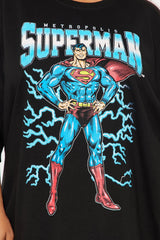 Superman Oversized Tee - Black