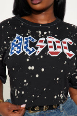 ACDC Americana Tour Bleach Cropped Tee - Black