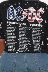 ACDC Americana Tour Bleach Cropped Tee - Black