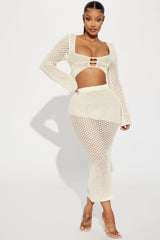 Malibu Babe Crochet Skirt Set - Cream
