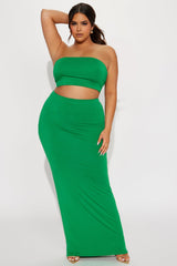 Another Time Double Lined Skirt Set - Green