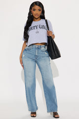 Dirty Girl Martini Cropped Tee - Heather Grey