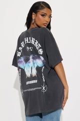 Bad Habits Washed Oversized Tee - Charcoal