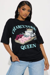 Charcuterie Queen Washed Boxy Tee - Black