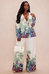 Tropicana Blazer Suit Set - Cream/combo