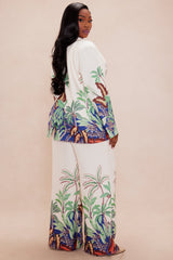 Tropicana Blazer Suit Set - Cream/combo