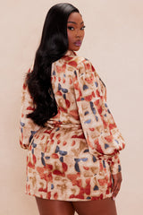Evelina Satin Skirt Set - Taupe/combo