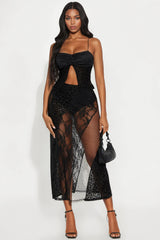 Mystic Moonlight Lace Skirt Set - Black