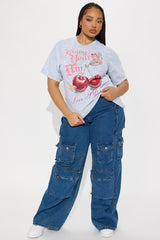 Enjoy Your Day Washed Oversized Tee - Grey