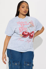 Enjoy Your Day Washed Oversized Tee - Grey