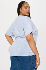 Enjoy Your Day Washed Oversized Tee - Grey