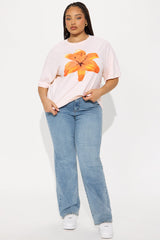 Dreamy Orchids Washed Graphic Tee - Peach