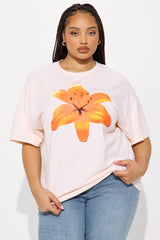 Dreamy Orchids Washed Graphic Tee - Peach